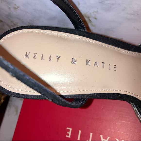 Kelly & Katie Black Blaken Pump Heels Silver Bows Cocktail Party Formal Shoes 7 - Picture 7 of 17